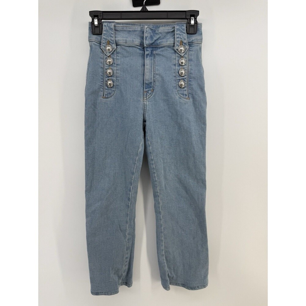 Derek Lam 10 Crosby Jeans Size 24 Damaged Hole Buttons Cropped Straight